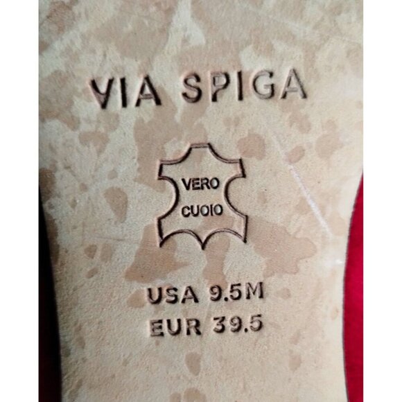 Via Spiga Suede Block Heel Pump Pointed Toe Shoe Red (Size 9.5 M / 39.5) - Picture 6 of 9